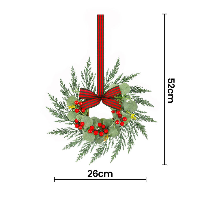 Jingle Jollys 6x Christmas Wreath Garland 26cm Wreaths Red Berries Bow