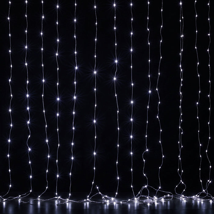 Jingle Jollys 3X3M Christmas Lights Curtain String Light 300 LED Cool White