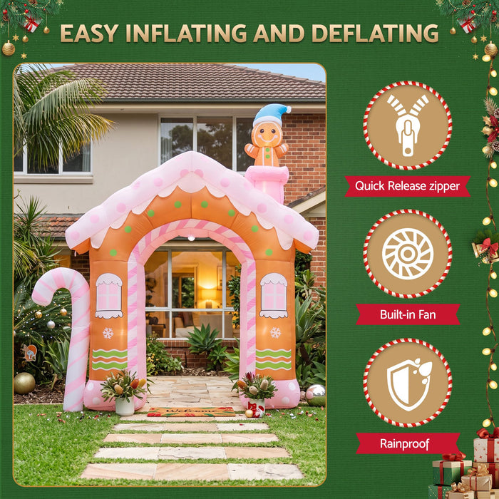Jingle Jollys Christmas Inflatable Gingerbread Man Candy 3.2M Illuminated Decorations