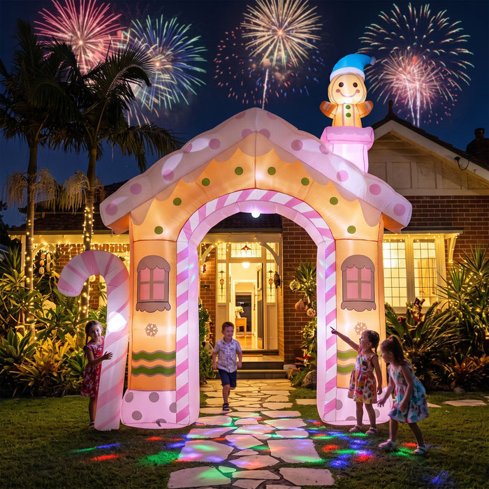 Jingle Jollys Christmas Inflatable Gingerbread Man Candy 3.2M Illuminated Decorations