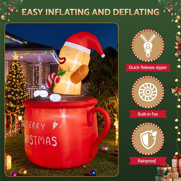 Jingle Jollys Christmas Inflatable Cup 1.8M Height LED Outdoor Decorations Illuminated