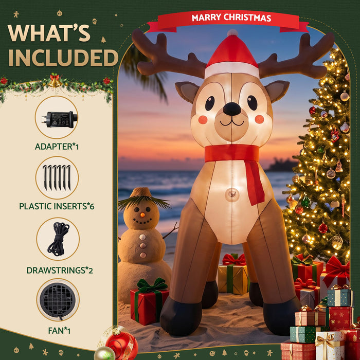 Jingle Jollys Christmas Inflatable Reindeer 2.5M Illuminated Decorations