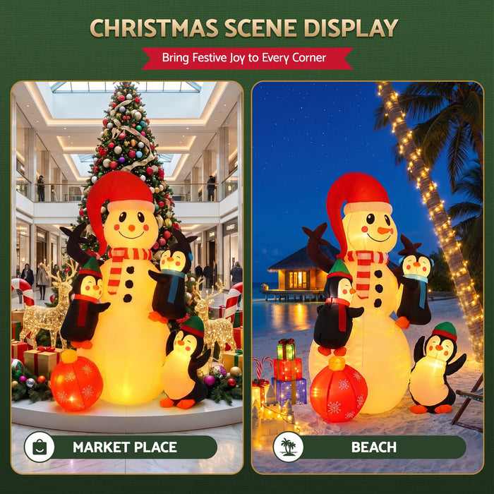 Jingle Jollys Christmas Inflatable Snowman 1.8M Height LED Outdoor Decorations Warm Light