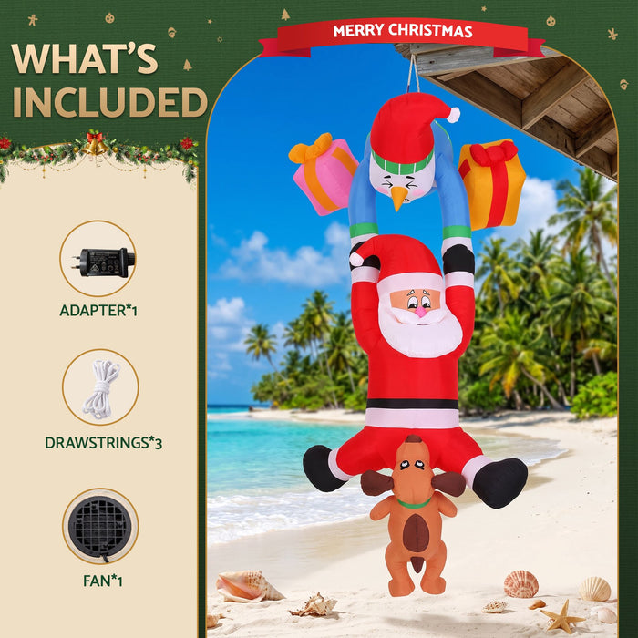 Jingle Jollys Christmas Inflatable Climbing Santa 3.5M Height LED Decorations Illuminated