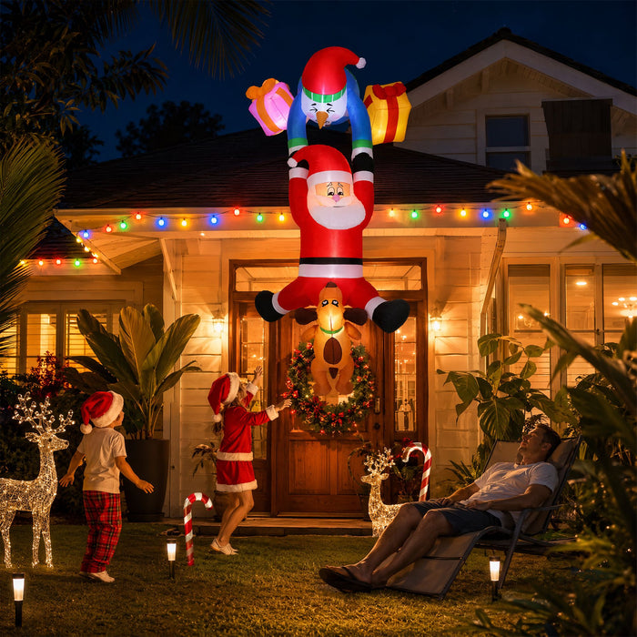 Jingle Jollys Christmas Inflatable Climbing Santa 3.5M Height LED Decorations Illuminated