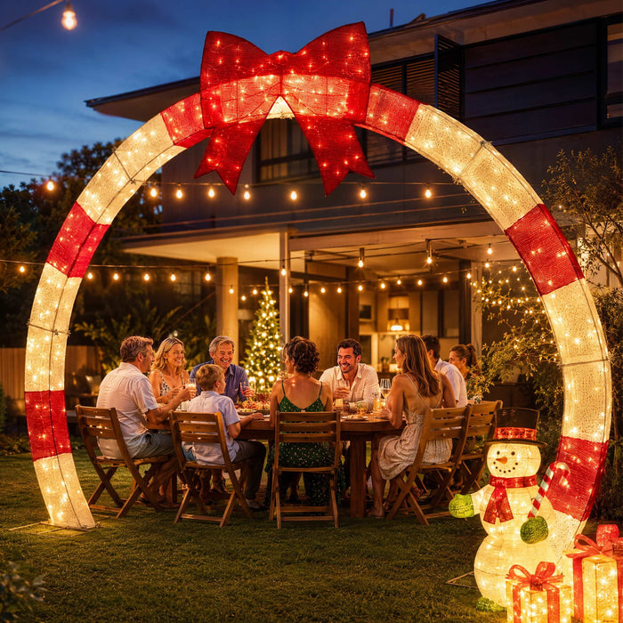 Jingle Jollys 2.5m Christmas Archway Pre-Lit Christmas Arch Warm White LED Outdoor Garden Decoration
