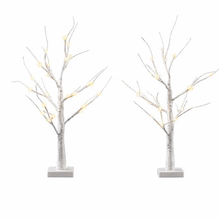 Jingle Jollys Lighted Branch Tree Christmas Decorations Warm White Christmas Lights 2 Pack 60cm