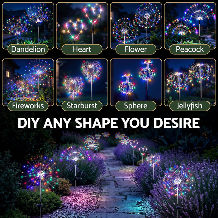 Jingle Jollys 4 Pack Christmas Path Lights Solar Firework Garden Decoration Multicolour