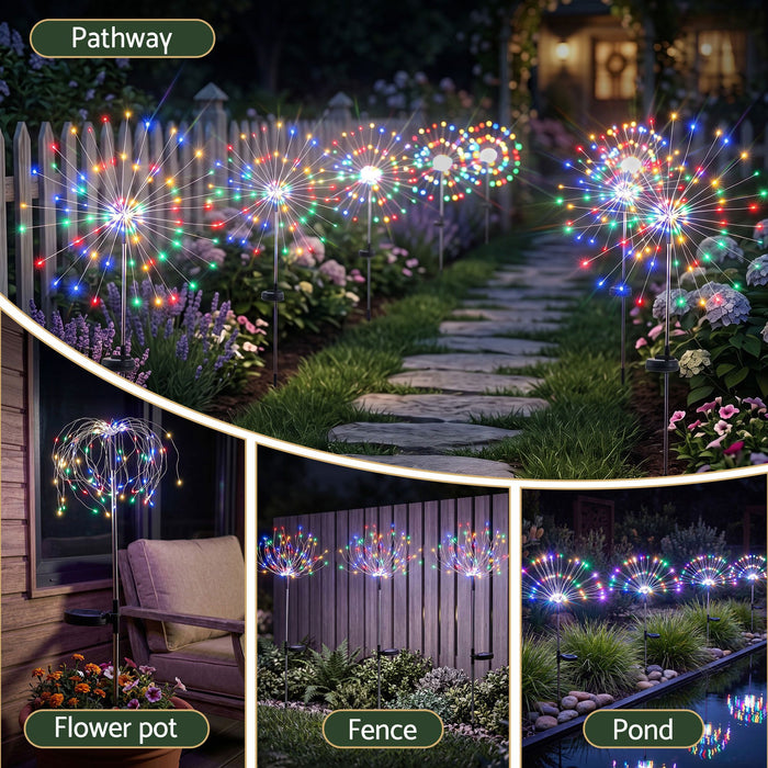 Jingle Jollys 4 Pack Christmas Path Lights Solar Firework Garden Decoration Multicolour