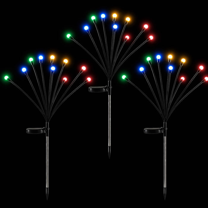 Jingle Jollys Christmas Lights Solar Firefly Lights Garden Decoration Path Lights Multicolour 3 Pack