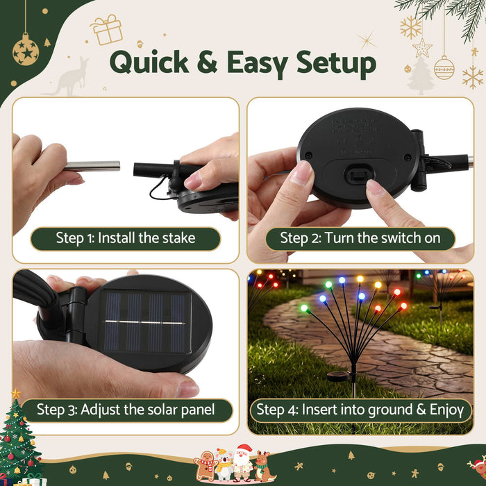 Jingle Jollys Christmas Lights Solar Firefly Lights Garden Decoration Path Lights Multicolour 3 Pack