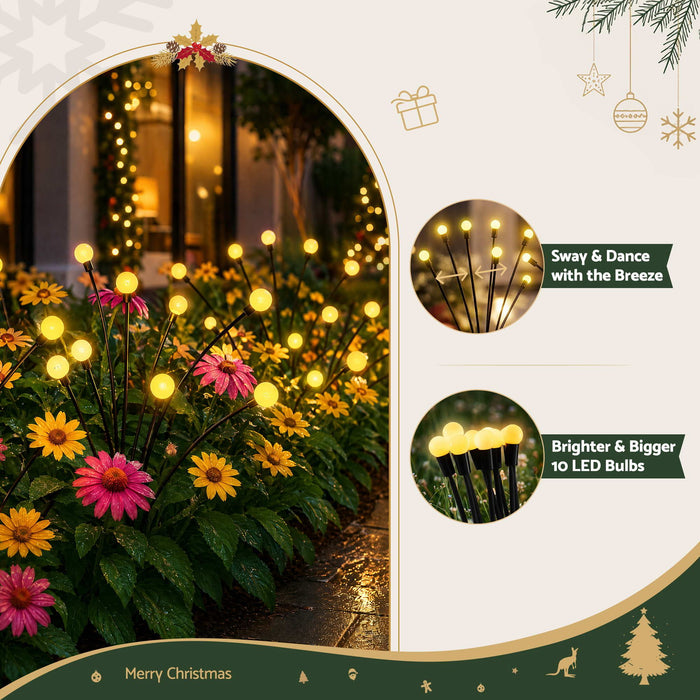 Jingle Jollys Christmas Lights Solar Firefly Lights Garden Decoration Path Lights Warm White 3 Pack