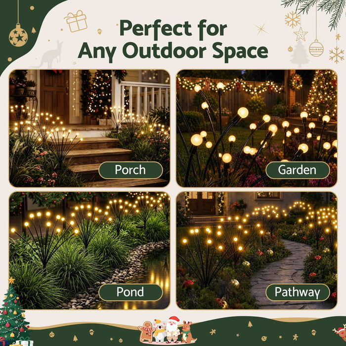 Jingle Jollys Christmas Lights Solar Firefly Lights Garden Decoration Path Lights Warm White 3 Pack
