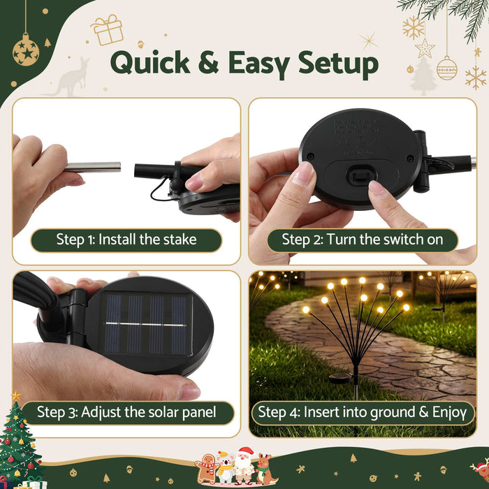Jingle Jollys Christmas Lights Solar Firefly Lights Garden Decoration Path Lights Warm White 3 Pack