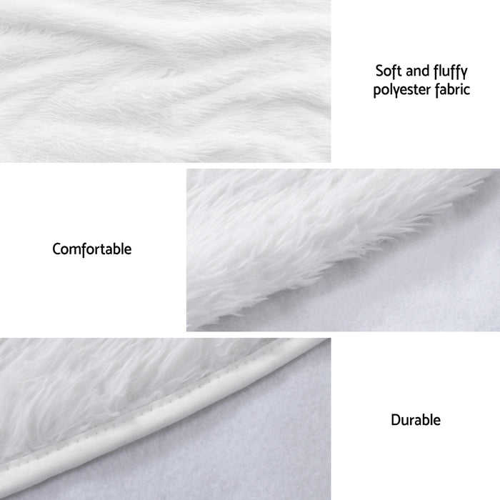 Jingle Jollys Christmas Tree Skirt 90cm Plush Xmas Fluffy Ornaments Decor White