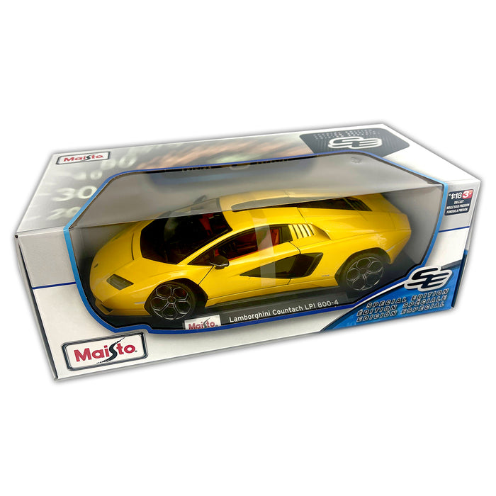 Maisto 1:18 Scale 2021 Lamborghini Countach LPI 800-4 Yellow Car Model Metallic Diecast With Plastic Part