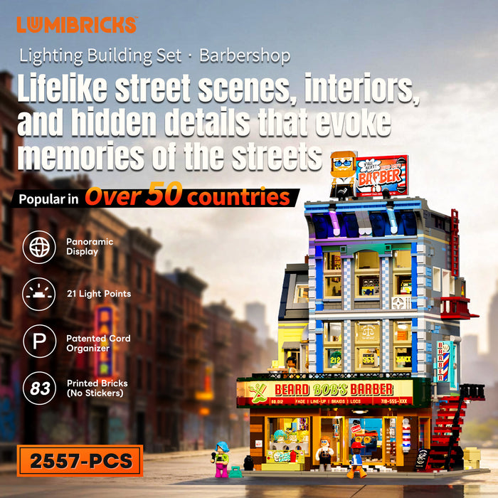 Lumibricks Barbershop 19012 Street Fusion Series 2557PCS LED Building Blocks