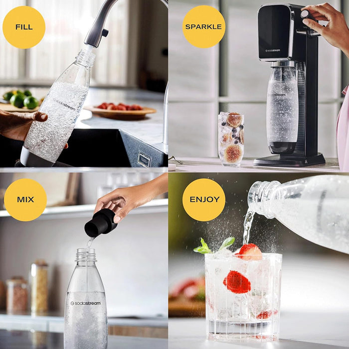 The NEW SodaStream ART Sparkling Water Maker Family Pack 2xCO2 cylinder 5xCarbonating Bottles