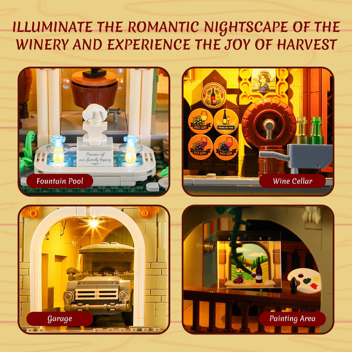 Lumibricks 2800PCS Tuscan Winery Building Blocks Farm Series LED Light Kit L9086