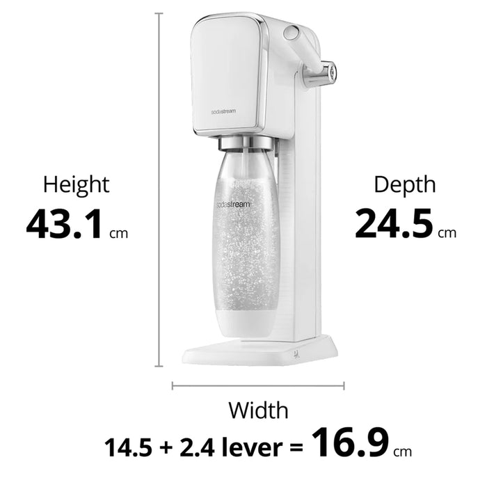 The NEW SodaStream ART Sparkling Water Maker Family Pack 2xCO2 cylinder 5xCarbonating Bottles