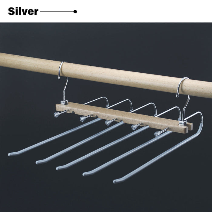 5in1 Wooden & Solid Metal Magic Hanger Pant Clothes Tie Rack Save Space Non Slip Trade Me