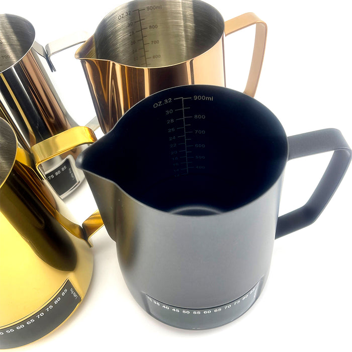 Latte Stainless Steel Pro Milk Frothing Pitcher Jug With Integrated Double side Large liquid crystal temperature display 4 Colors