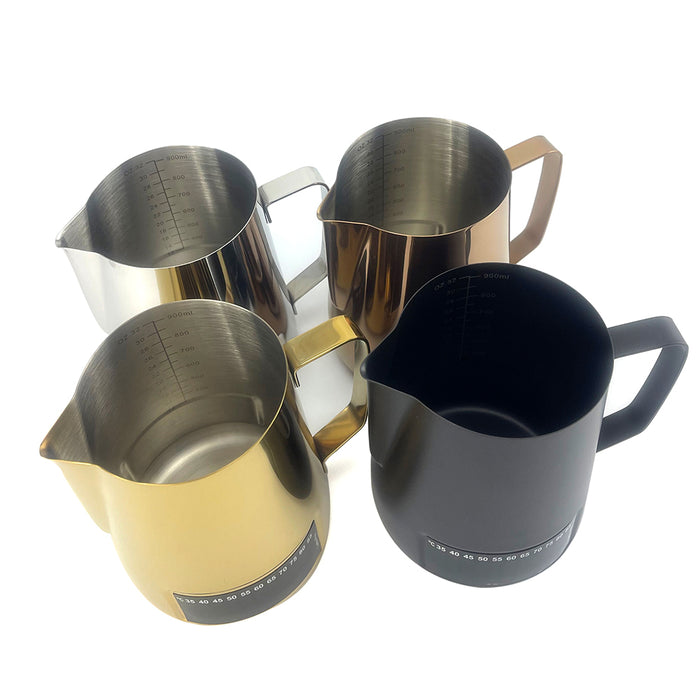 Latte Stainless Steel Pro Milk Frothing Pitcher Jug With Integrated Double side Large liquid crystal temperature display 4 Colors