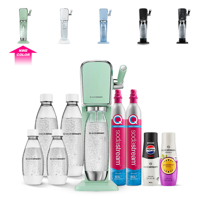 The NEW SodaStream ART Sparkling Water Maker Family Pack 2xCO2 cylinder 5xCarbonating Bottles