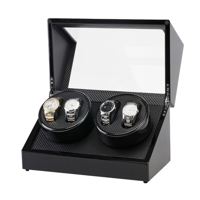 Watch Winders Automatic Rotation 4 Grids Wooden Storage Case Display Box