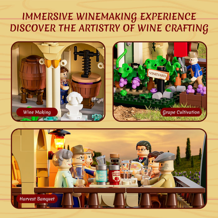 Lumibricks 2800PCS Tuscan Winery Building Blocks Farm Series LED Light Kit L9086
