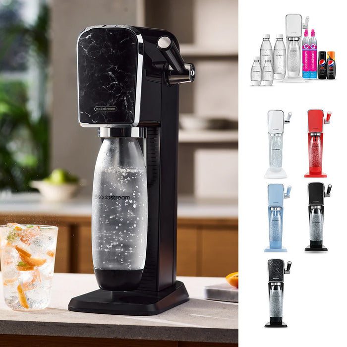 The NEW SodaStream ART Sparkling Water Maker Family Pack 2xCO2 cylinder 5xCarbonating Bottles