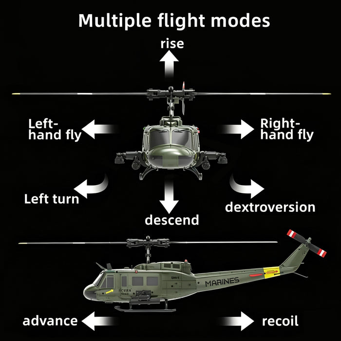 UH-1 1:48 RC Intelligent Positioning Version Armed Stunt Helicopter 6-Axis Gyro