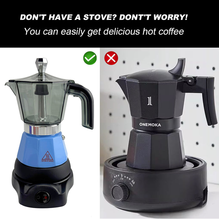 Mornest Electric Moka Coffee Maker Espresso Italian Classic Auto power off for Home 3/6Cups