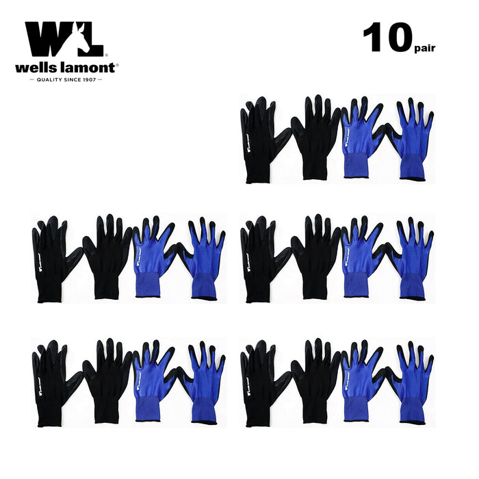 Wells lamont Foam Latex Dipped Work Gloves  Water Repellent 10 Pairs S/M/L AU