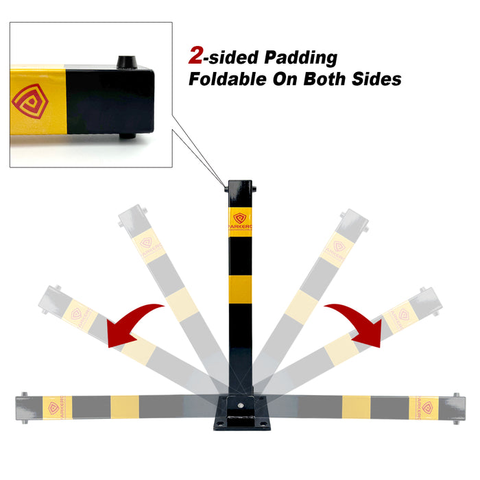 Parkero Square Fold-down Bollard Black Parking Barrier 2 Key teyp Vehicle Security Black Keyed Different / Alike