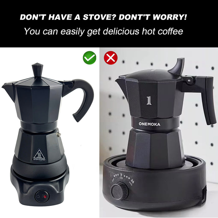 Mornest Electric Aluminium Moka Coffee Maker Espresso Italian Classic auto power off Home 3/6Cups