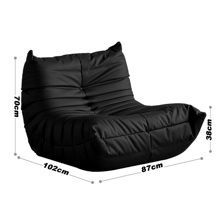 Lazy Sofa Floor Couch Leisure Lounge Foam Pouffe Recliner Soft Vegan Leather