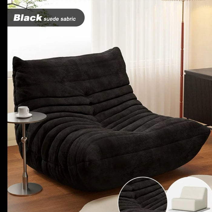 Lazy Sofa Floor Couch Leisure Lounge Foam Pouffe Recliner Soft Suede Sabric
