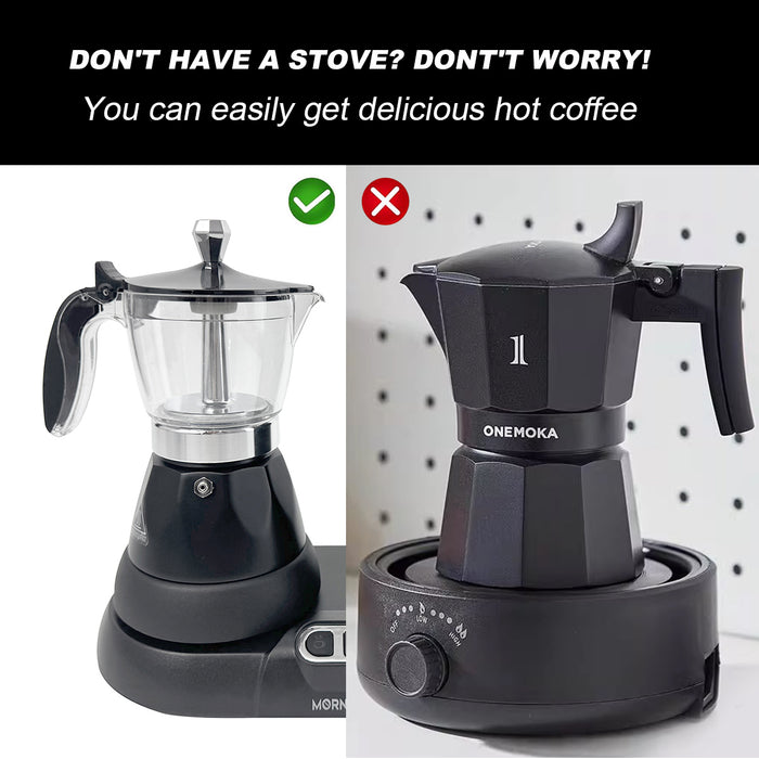 Mornest 2 IN 1 Electric Moka Coffee Maker With Milk Froth 3Cup Classic Italian