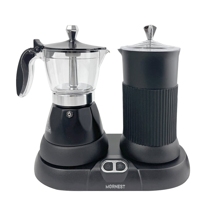 Mornest 2 IN 1 Electric Moka Coffee Maker With Milk Froth 3Cup Classic Italian