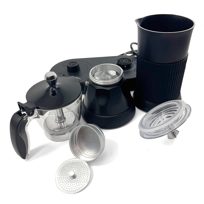 Mornest 2 IN 1 Electric Moka Coffee Maker With Milk Froth 3Cup Classic Italian