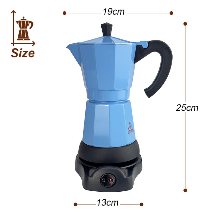 Mornest Electric Aluminium Moka Coffee Maker Espresso Italian Classic auto power off Home 3/6Cups
