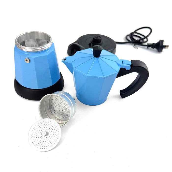 Mornest Electric Aluminium Moka Coffee Maker Espresso Italian Classic auto power off Home 3/6Cups