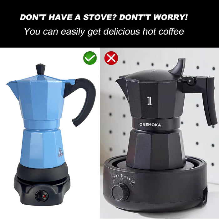 Mornest Electric Aluminium Moka Coffee Maker Espresso Italian Classic auto power off Home 3/6Cups