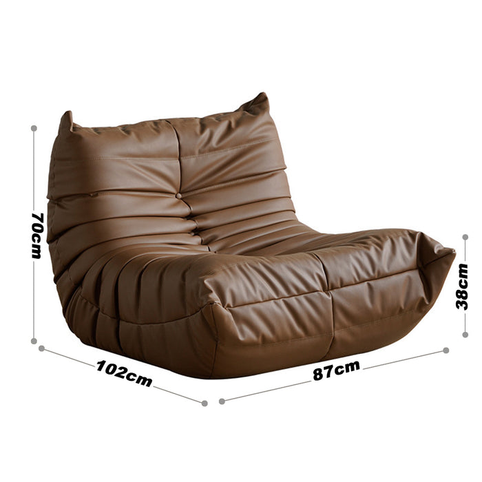 Lazy Sofa Floor Couch Leisure Lounge Foam Pouffe Recliner Soft Vegan Leather