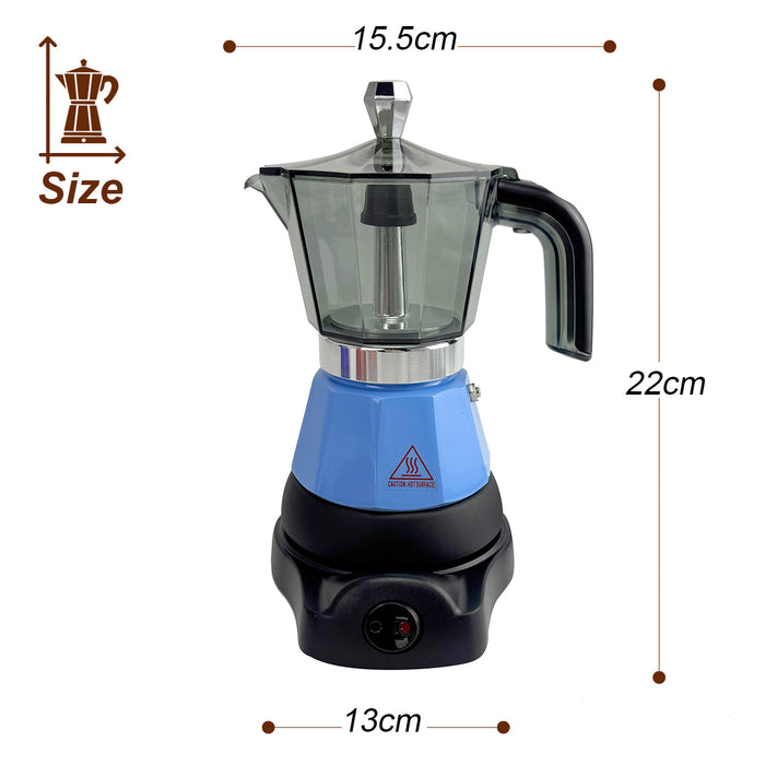 Mornest Electric Moka Coffee Maker Espresso Italian Classic Auto power off for Home 3/6Cups