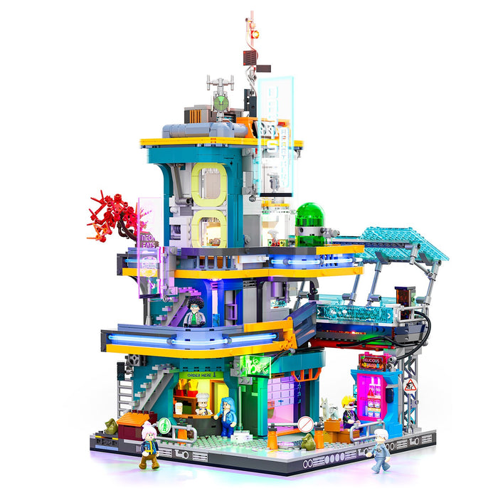 Lumibricks F9042 Cyberpunk Neoncity Apartment Building Blocks 2507PCS With LED