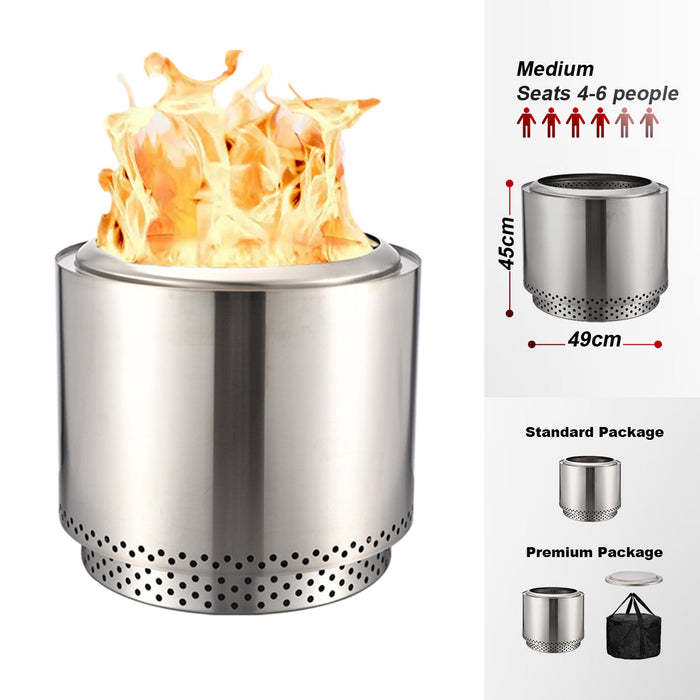 TOW Smokeless Fire Pit, 19 Inch Wood Burning Fireplaces with Removable Ash Pan, Portable Outdoor Bonfire Firepit with Stand, Backyard, Patio & Camping, Stainless Steel, Easy Ignition & Setup Trade Me