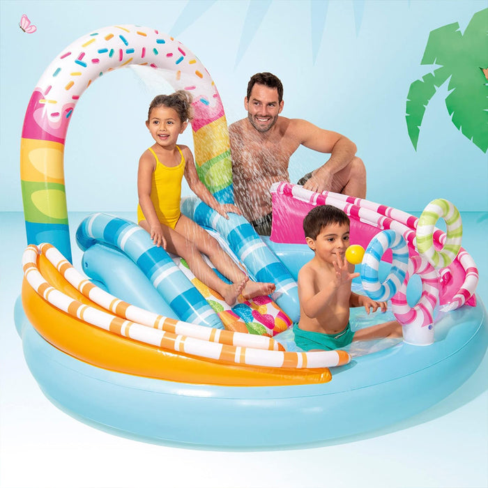 Intex Inflatable Candy Fun Centre Play 70x168x122cm With Slide Sprayer Ball