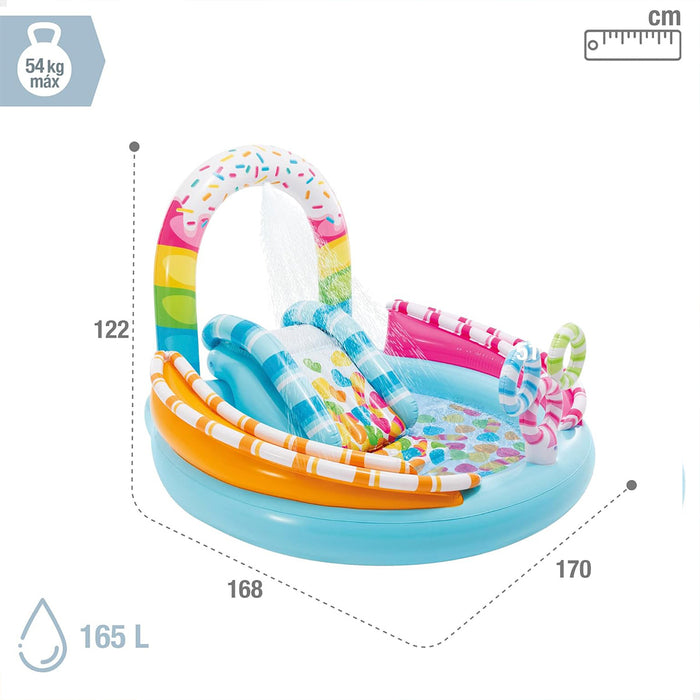 Intex Inflatable Candy Fun Centre Play 70x168x122cm With Slide Sprayer Ball